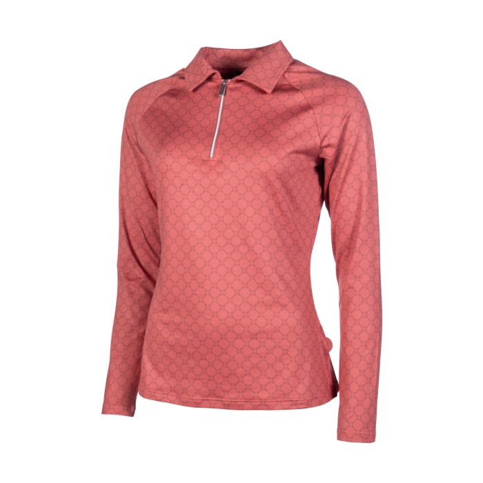 HKM Ladies L/S Training Top - Rosewood Allover